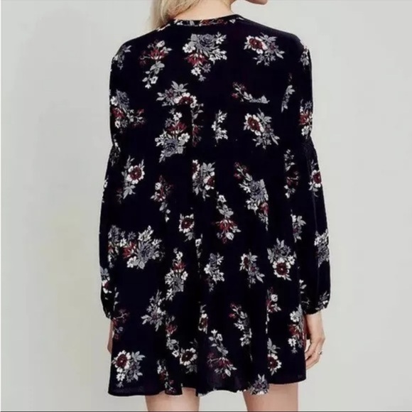 Free People Black Floral Swing Tunic Long SleeveDress - Picture 3 of 13